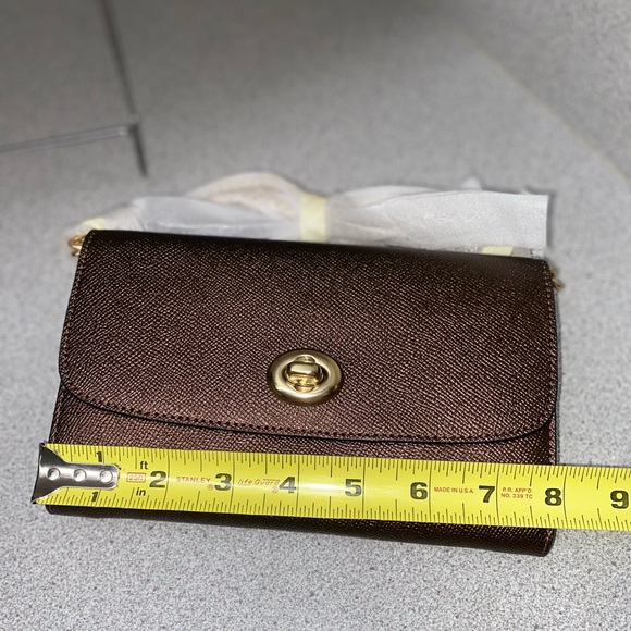 Coach Crossbody Bronze Wallet with Detachable Long Chain Strap NWT - Picture 9 of 14